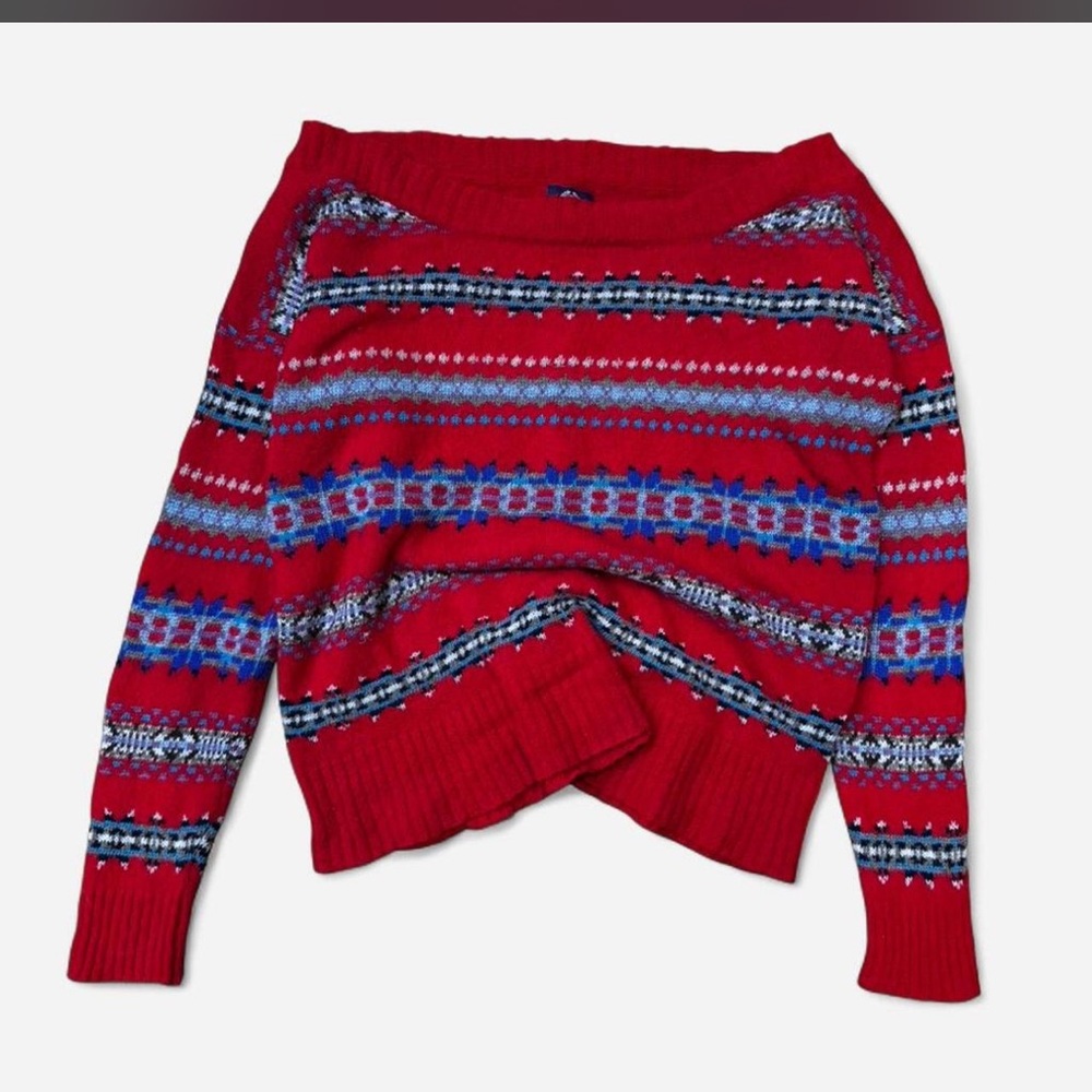 American Eagle Outfitters Red Off-the-Shoulder Sweater